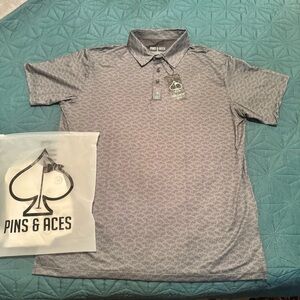 Pins & Aces Patterned Gray Polo Golf Shirt